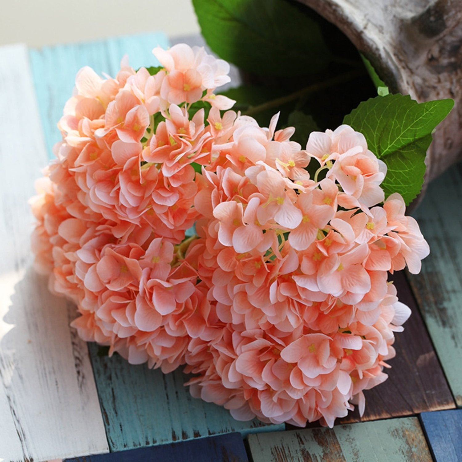 Fake Hydrangea Bush White Blue Teal Spa - VANRINA