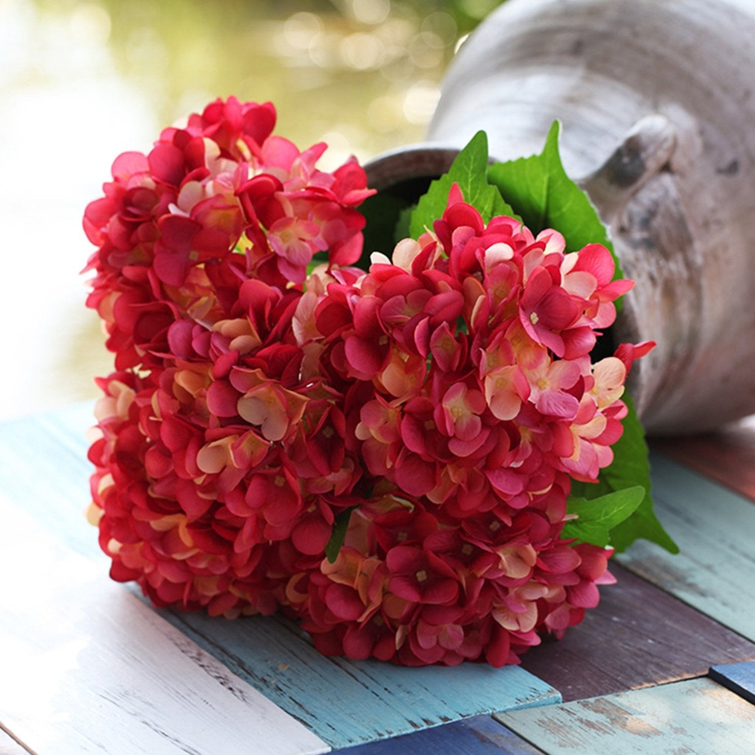 Fake Hydrangea Bush White Blue Teal Spa - VANRINA