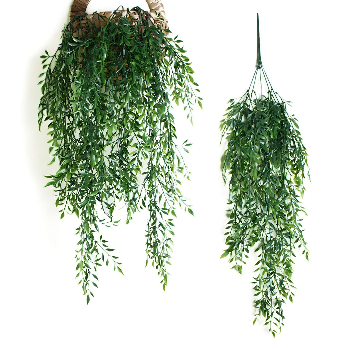 Faux Hanging Plants for Indoor Wall Decor Plastic Leaf Vines 87cm 2pcs - VANRINA
