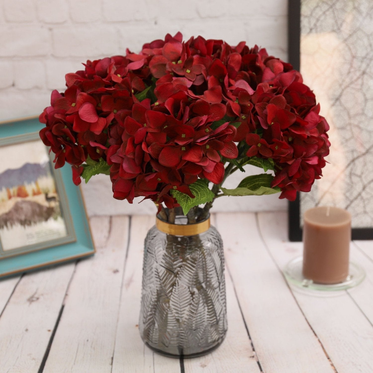 Faux Hydrangea Bloom Real Touch Flower Individual - VANRINA