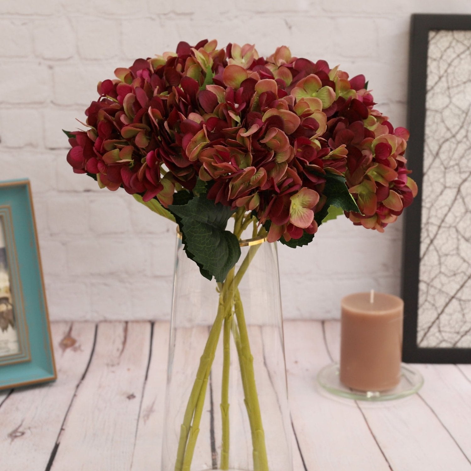 Faux Hydrangea Flowers Silk Flower Arrangements - VANRINA