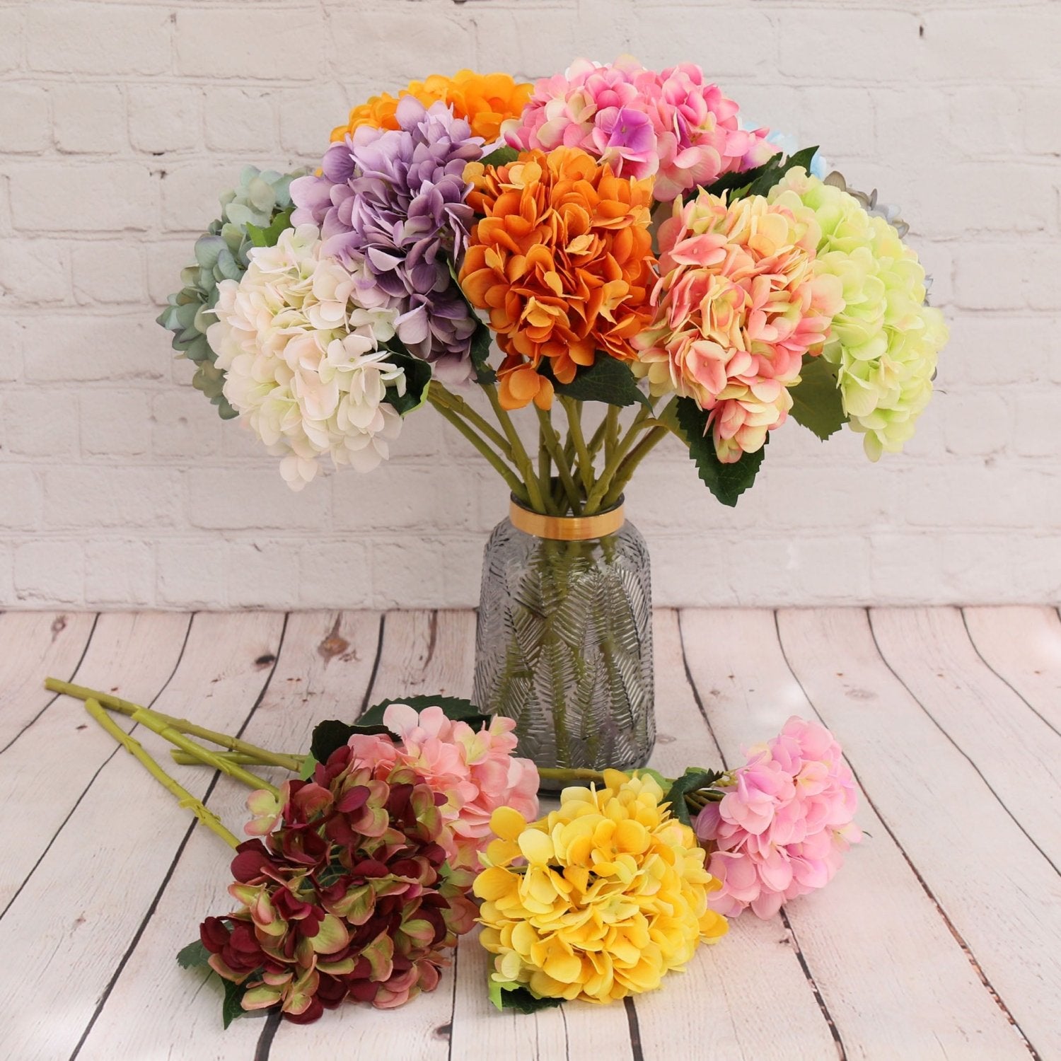 Faux Hydrangea Flowers Silk Flower Arrangements - VANRINA