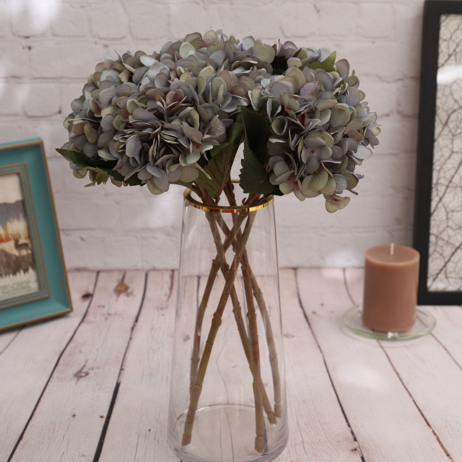 Faux Hydrangea Flowers Silk Flower Arrangements - VANRINA