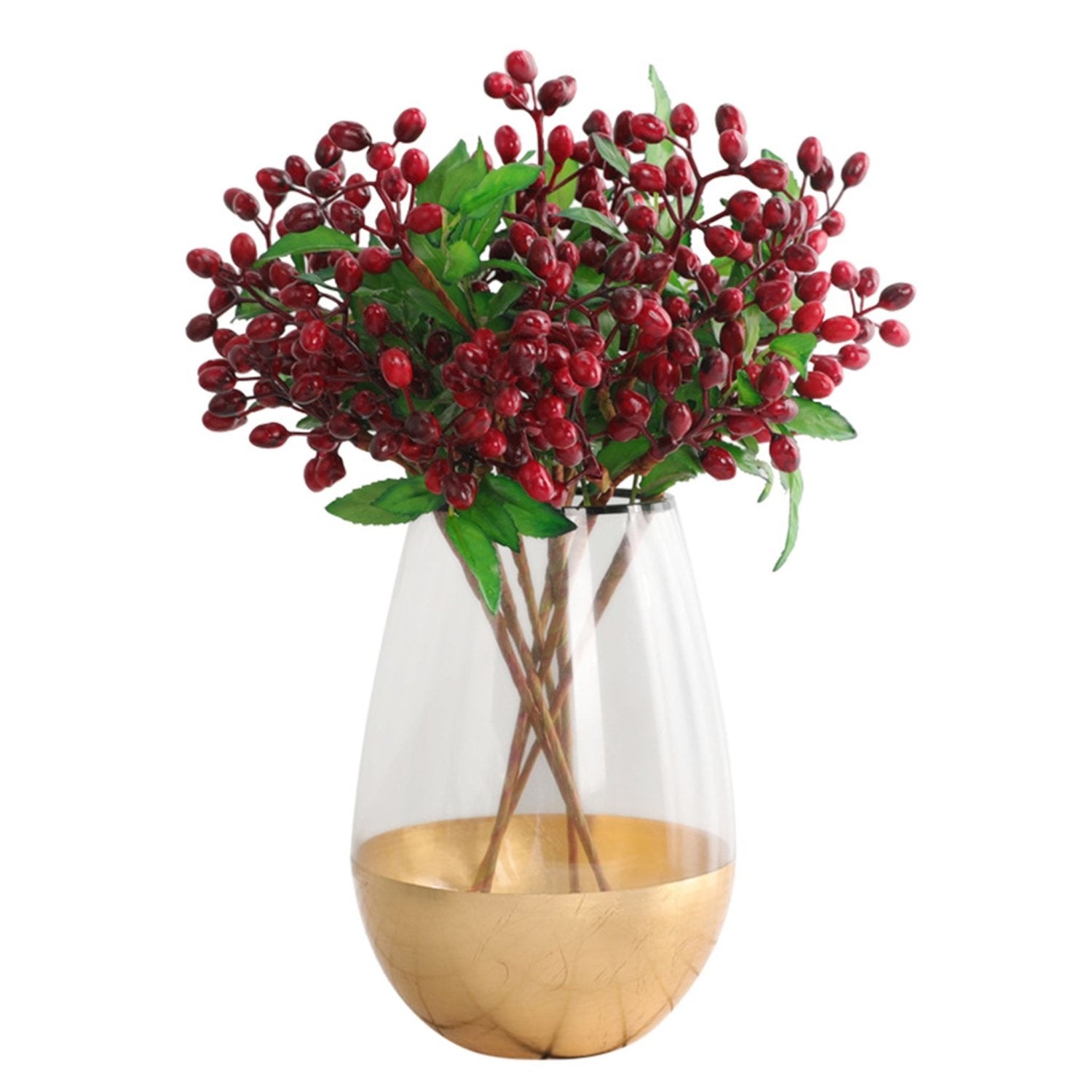 Faux Olive Berry Branch Blueberries with Leaves - VANRINA