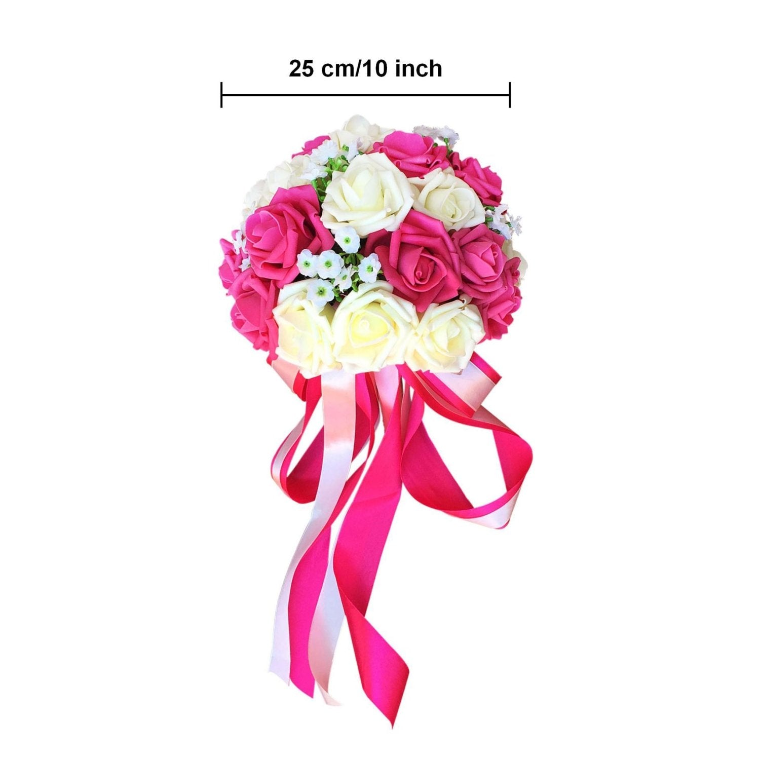 Fuschia Ivory Wedding Bridal Bouquet - VANRINA