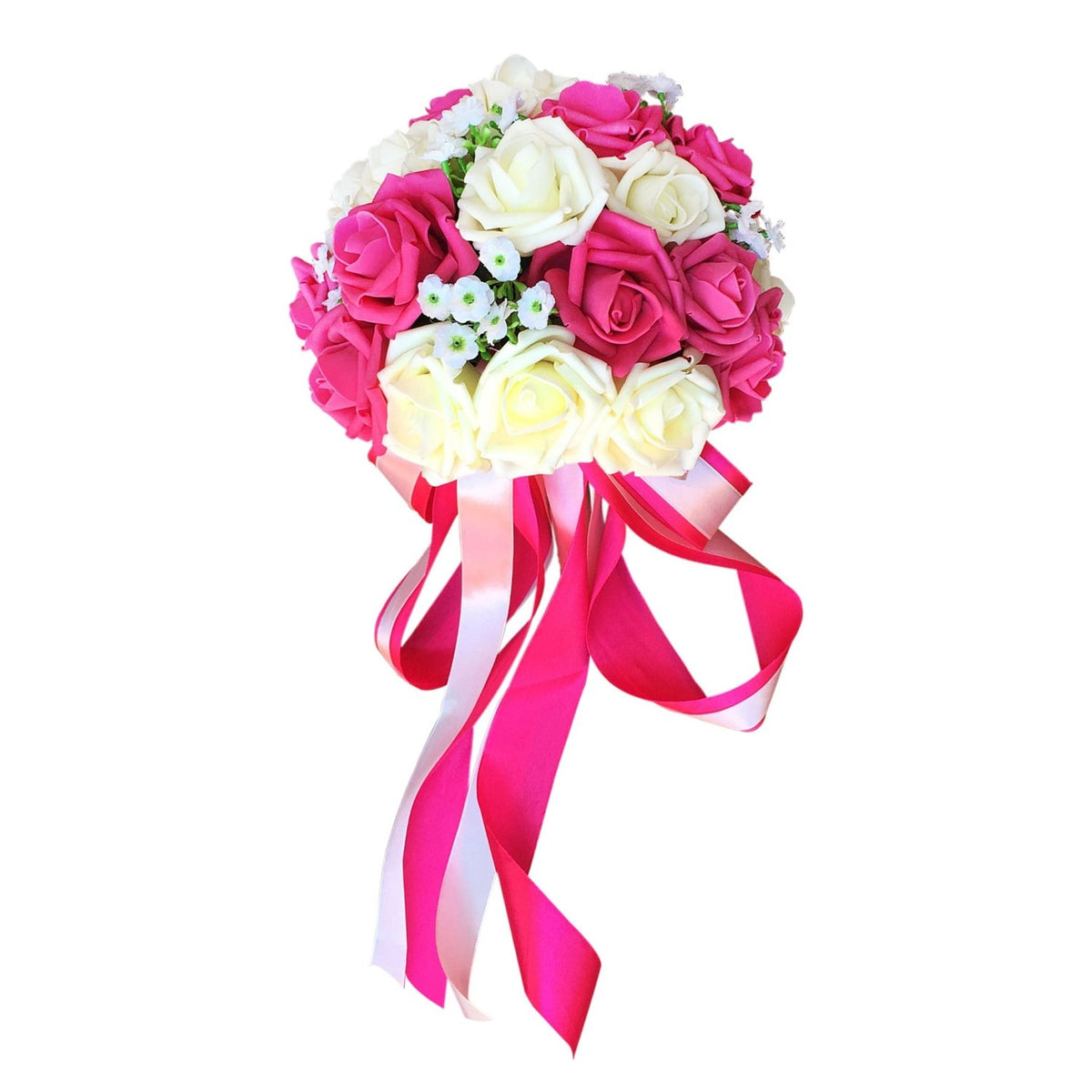 Fuschia Ivory Wedding Bridal Bouquet - VANRINA