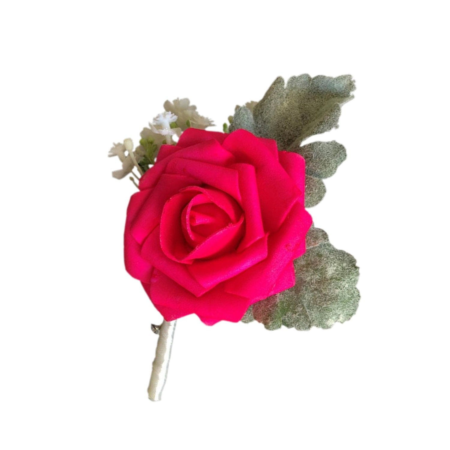 Hot Pink Groom Boutonniere Rustic - VANRINA