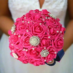 hot pink bridal bouquet 10 inches
