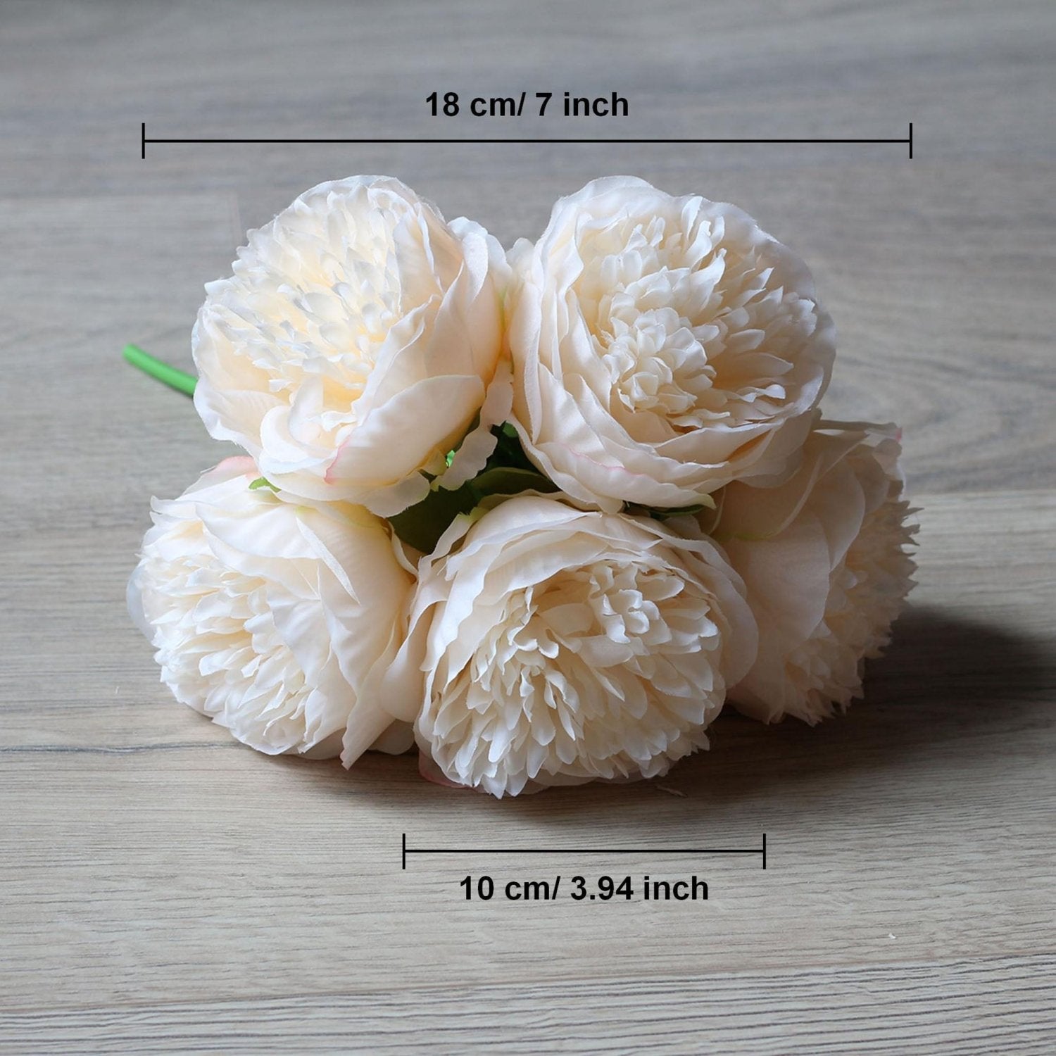 Ivory Silk Peony Bouquet Champagne Peony Bunch - VANRINA