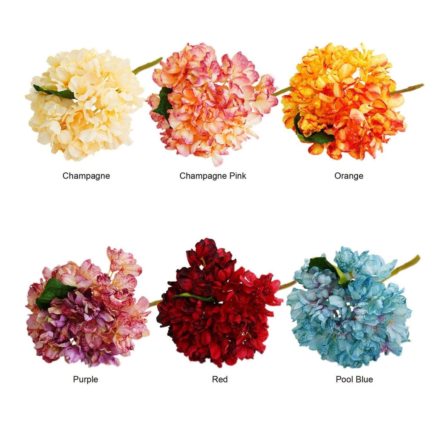 Large Hydrangea Bush Faux Flowers Short Stem - VANRINA