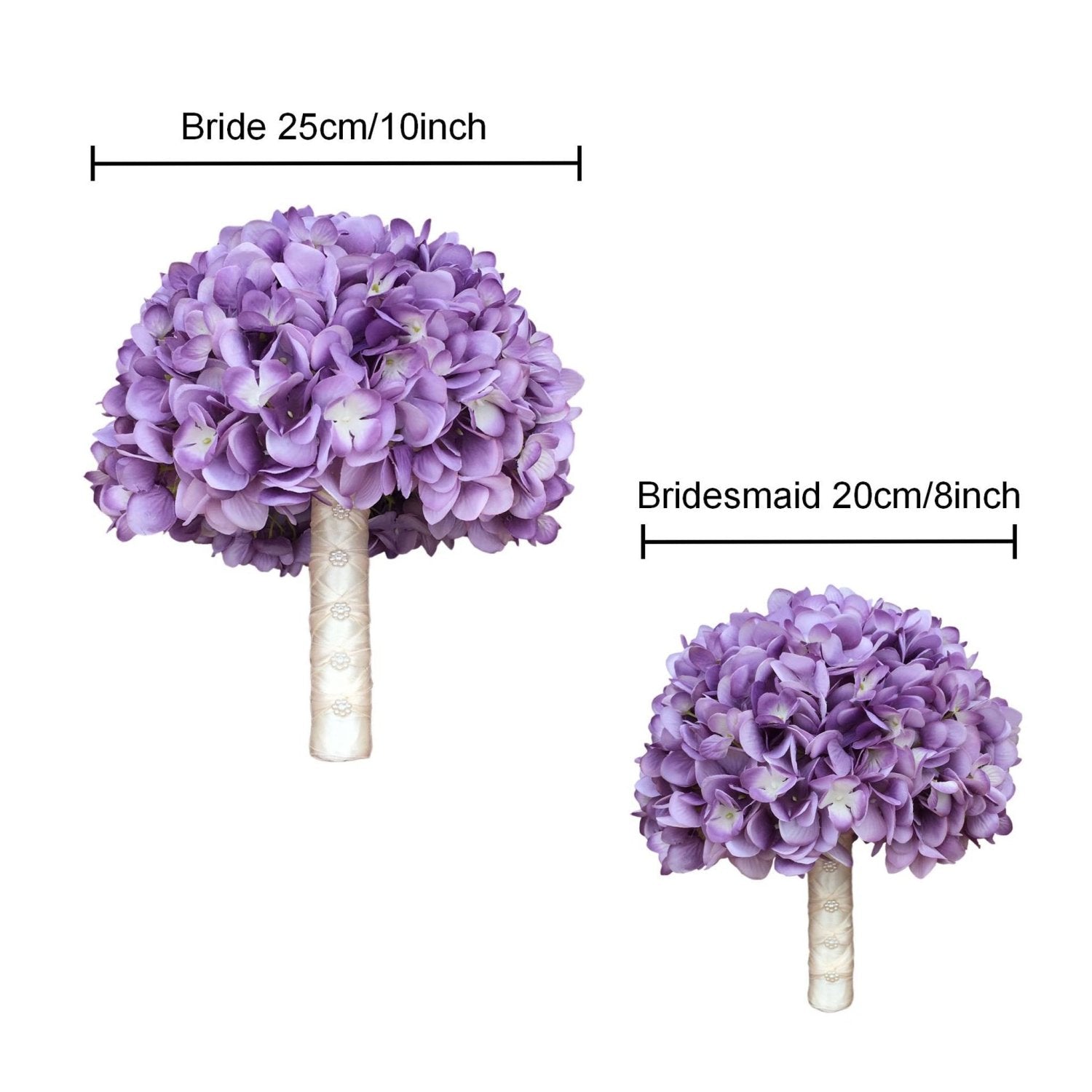 Laveder Hydrangea Bouquet Silk Flowers for Bridal Bouquet Boutonniere - VANRINA