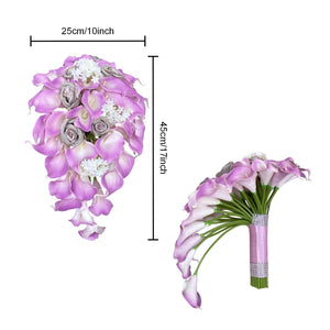 Lavender Bridal Calla Lily Bouquet Set - VANRINA