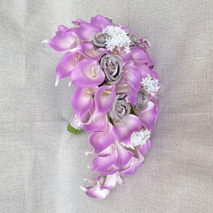 Lavender Bridal Calla Lily Bouquet Set - VANRINA