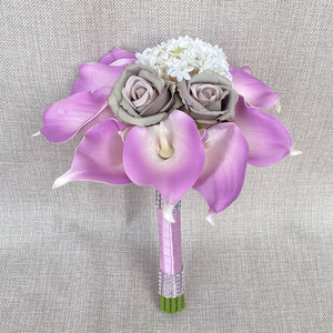 Lavender Bridal Calla Lily Bouquet Set - VANRINA