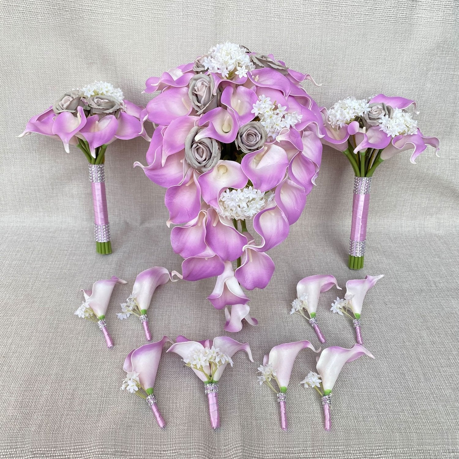 Lavender Bridal Calla Lily Bouquet Set - VANRINA