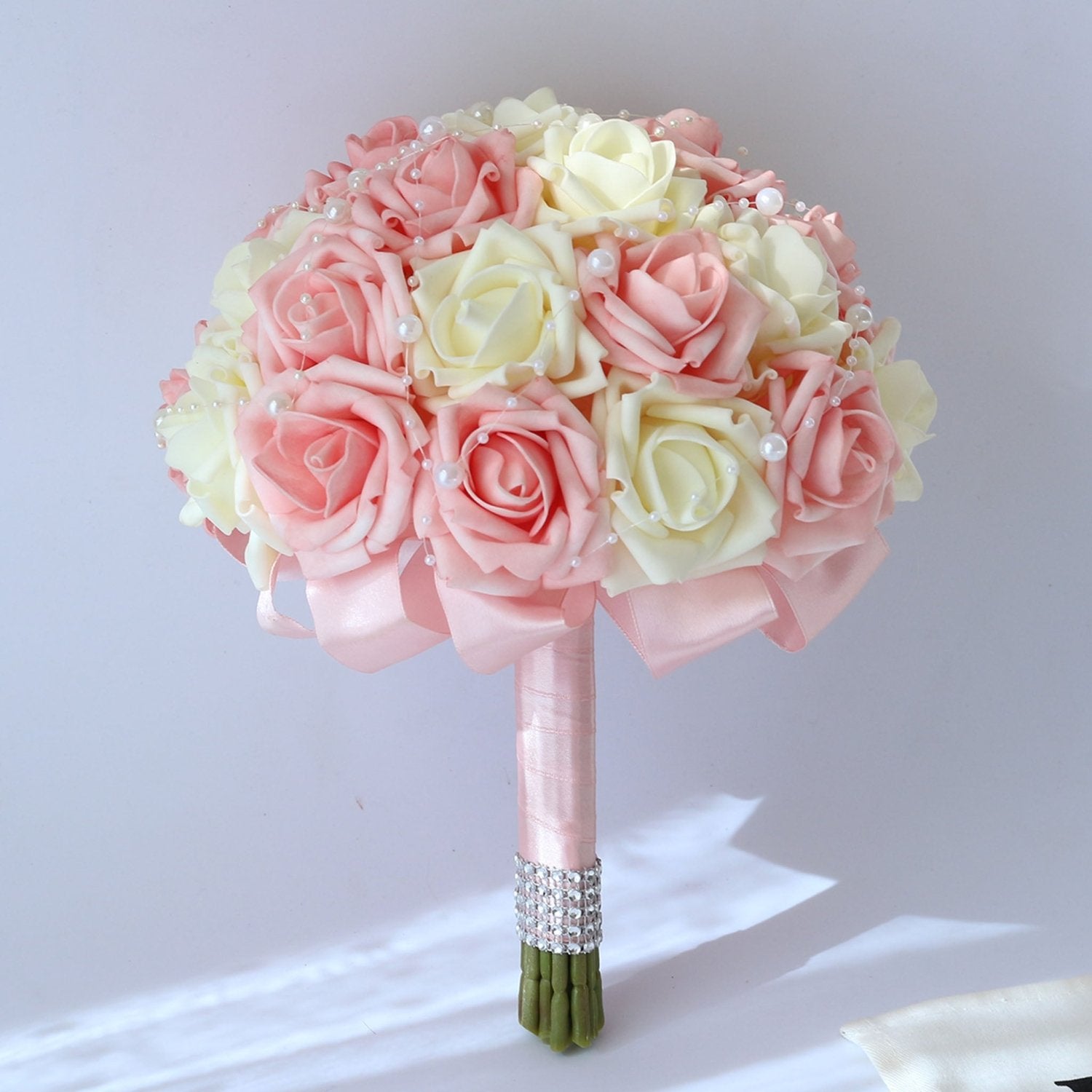 Light Pink and Ivory Flower Bridal Bouquet - VANRINA