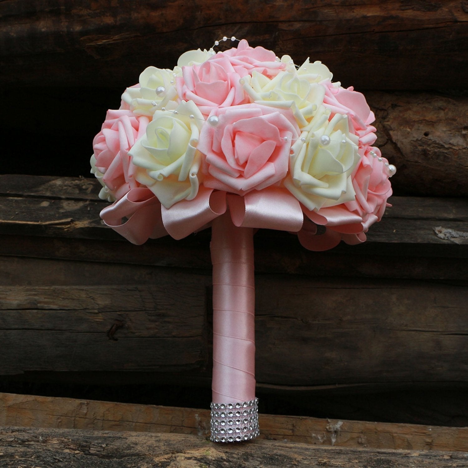 Light Pink and Ivory Flower Bridal Bouquet - VANRINA