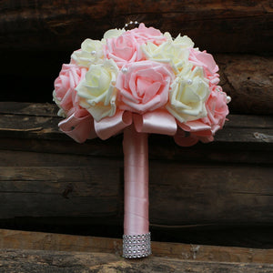 Light Pink and Ivory Flower Bridal Bouquet - VANRINA