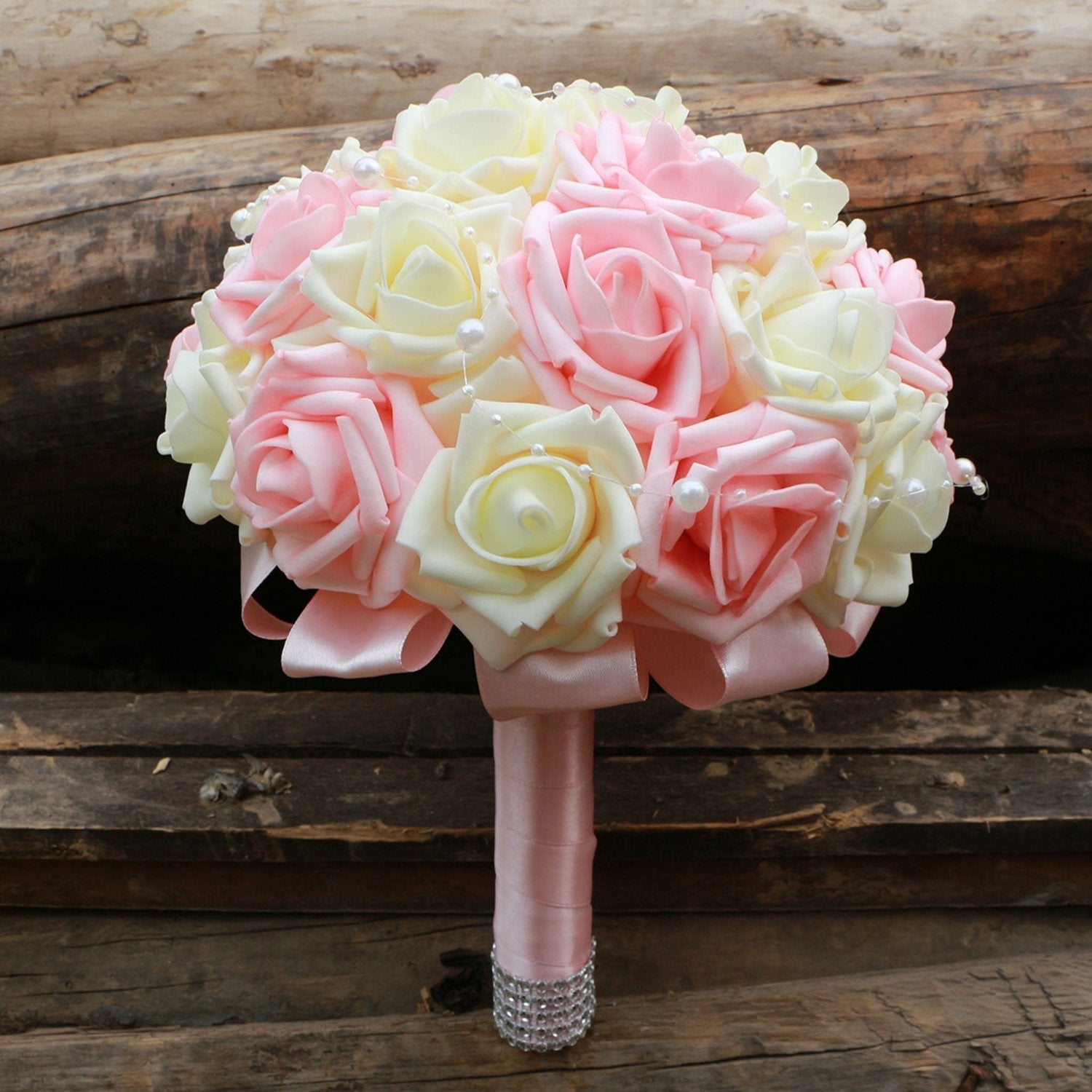 Light Pink and Ivory Flower Bridal Bouquet - VANRINA