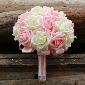 Light Pink and Ivory Flower Bridal Bouquet - VANRINA