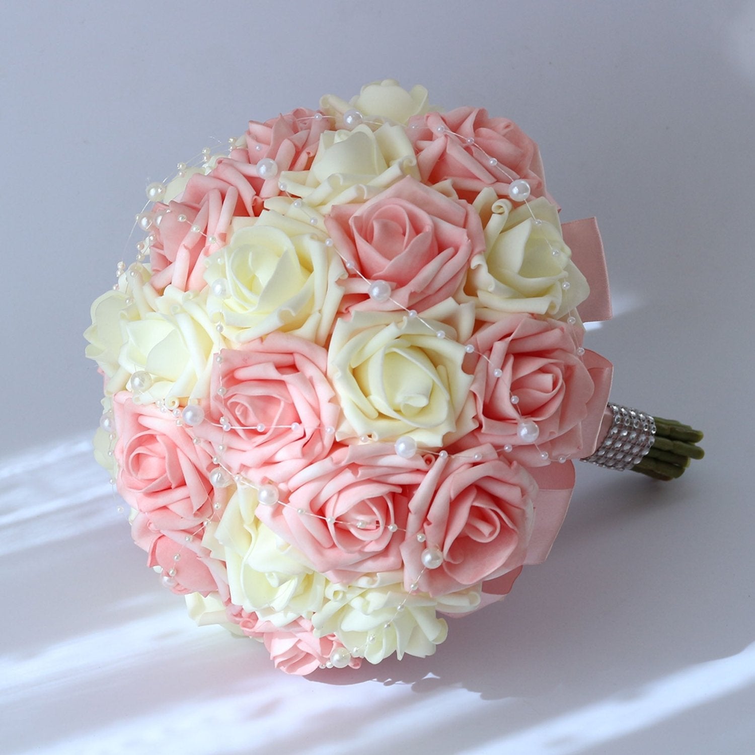 Light Pink and Ivory Flower Bridal Bouquet - VANRINA