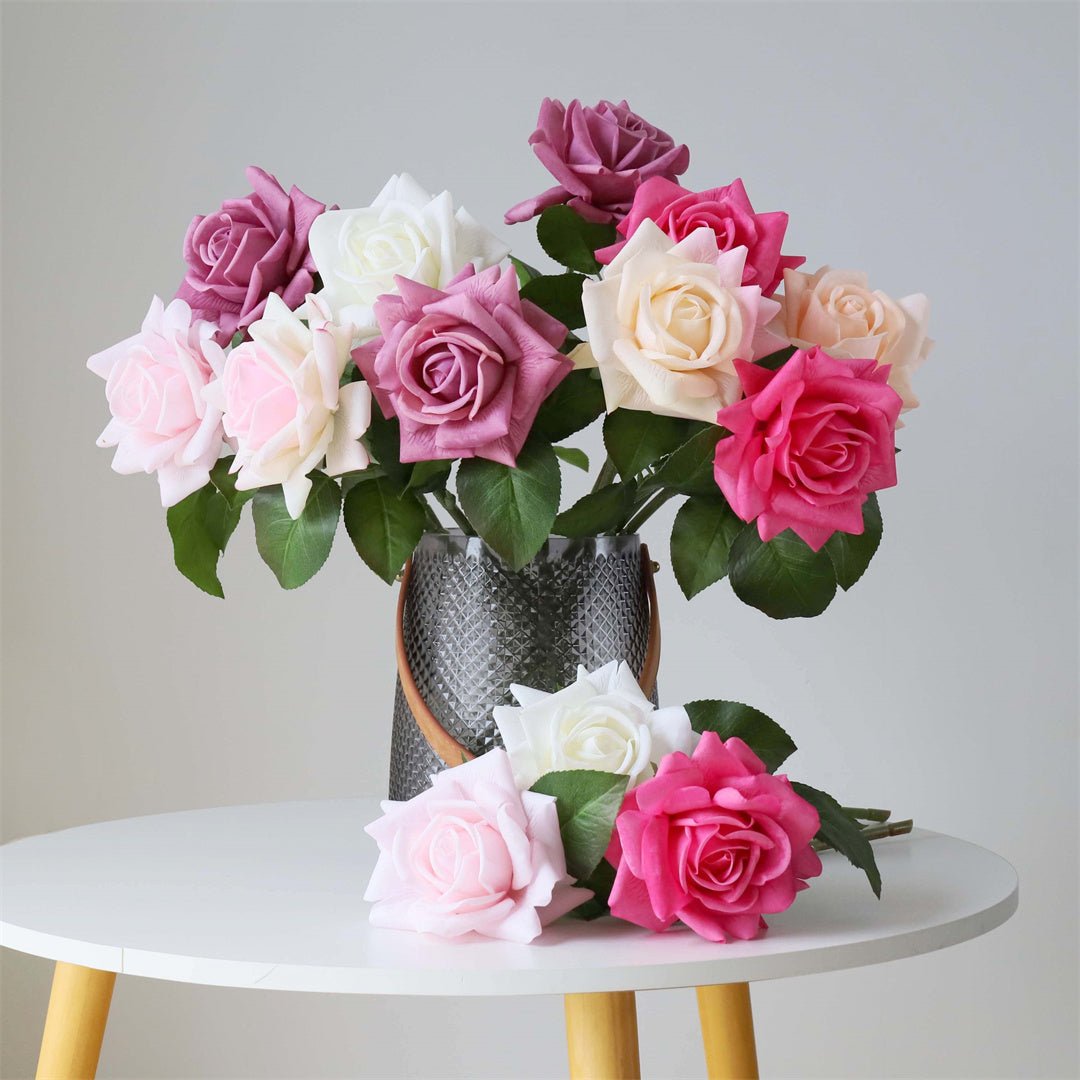 Natural Touch Artificial Flowers Silk Latex Roses - VANRINA