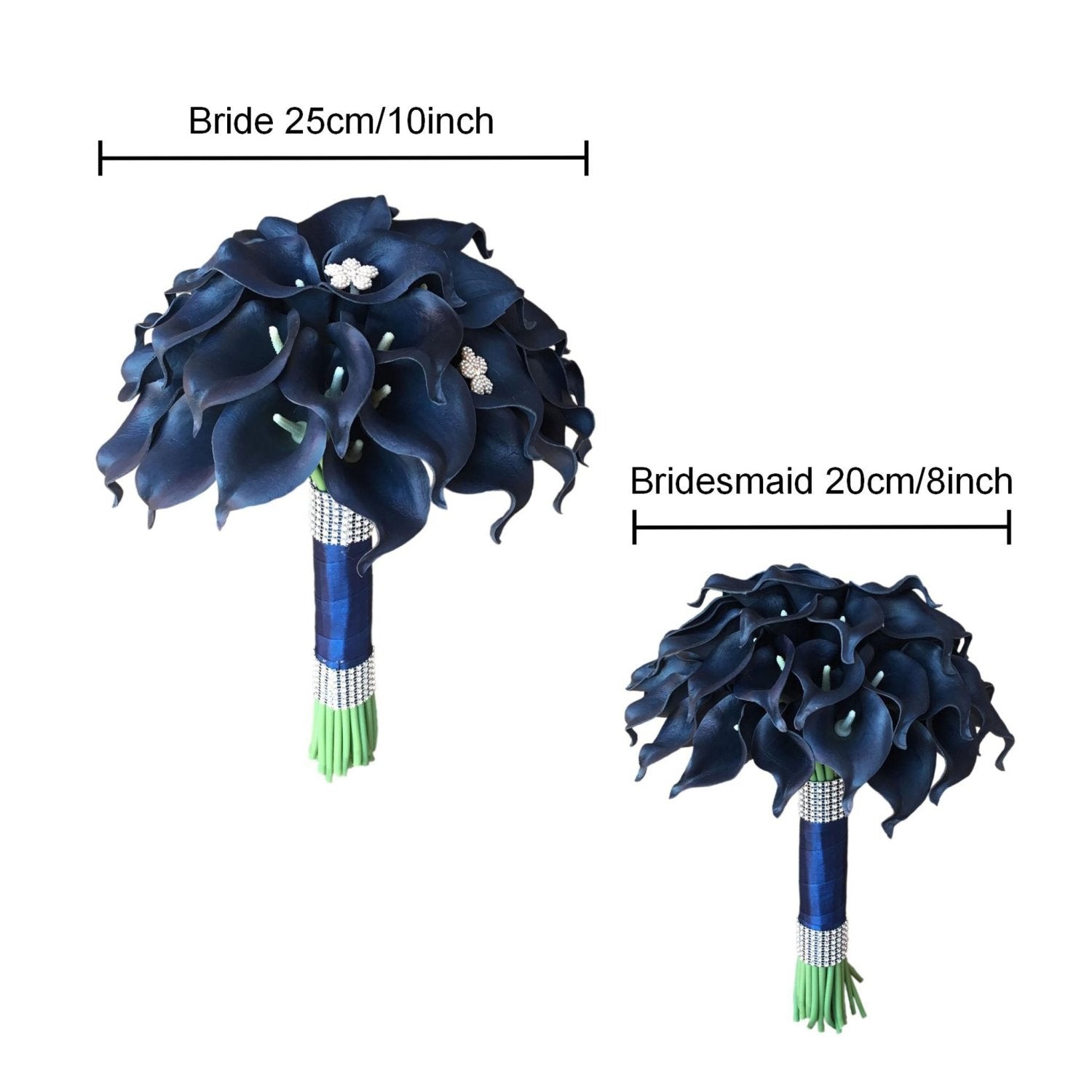 Navy Blue Wedding Bouquet Real Touch Calla Lily Bouquet - VANRINA