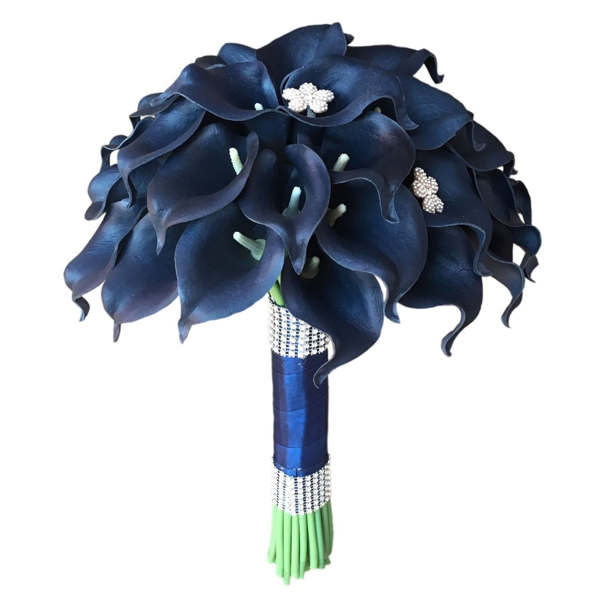 Navy Blue Wedding Bouquet Real Touch Calla Lily Bouquet - VANRINA