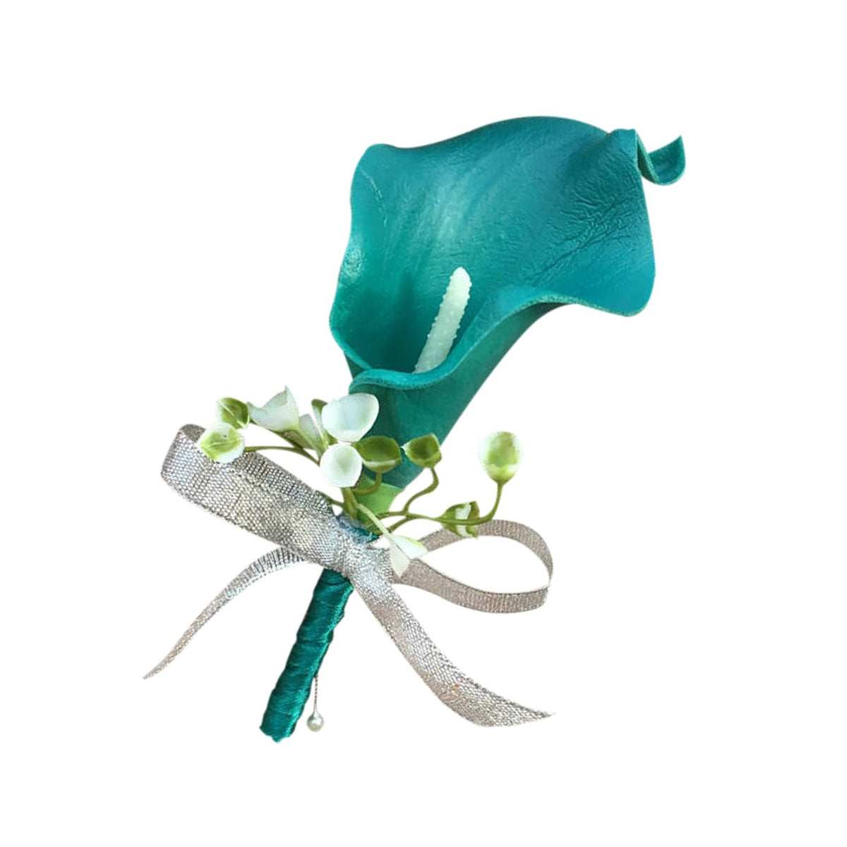 Oasis Teal Calla Lily Boutonniere Groom Bestman - VANRINA
