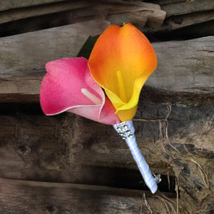 Orange Fuchsia Calla Lily Boutonnieres - VANRINA
