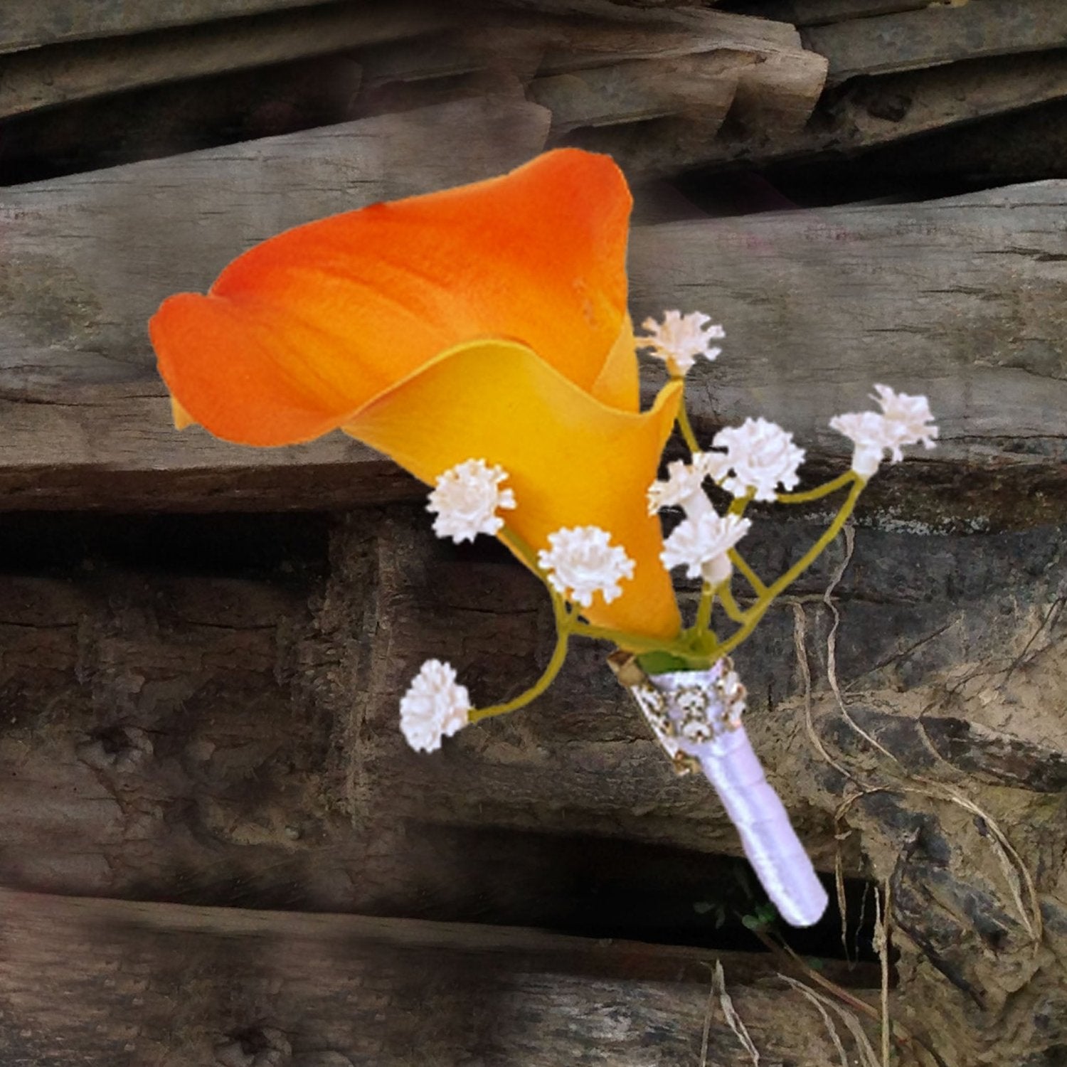 Orange Fuchsia Calla Lily Boutonnieres - VANRINA