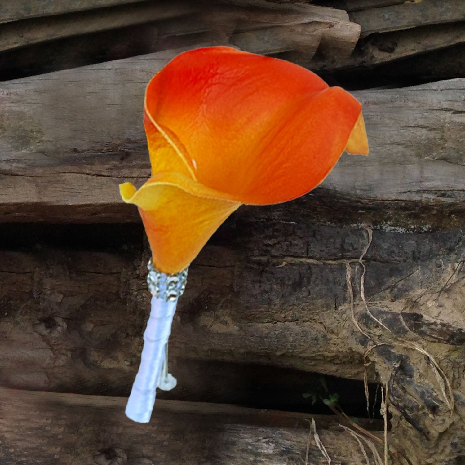 Orange Fuchsia Calla Lily Boutonnieres - VANRINA
