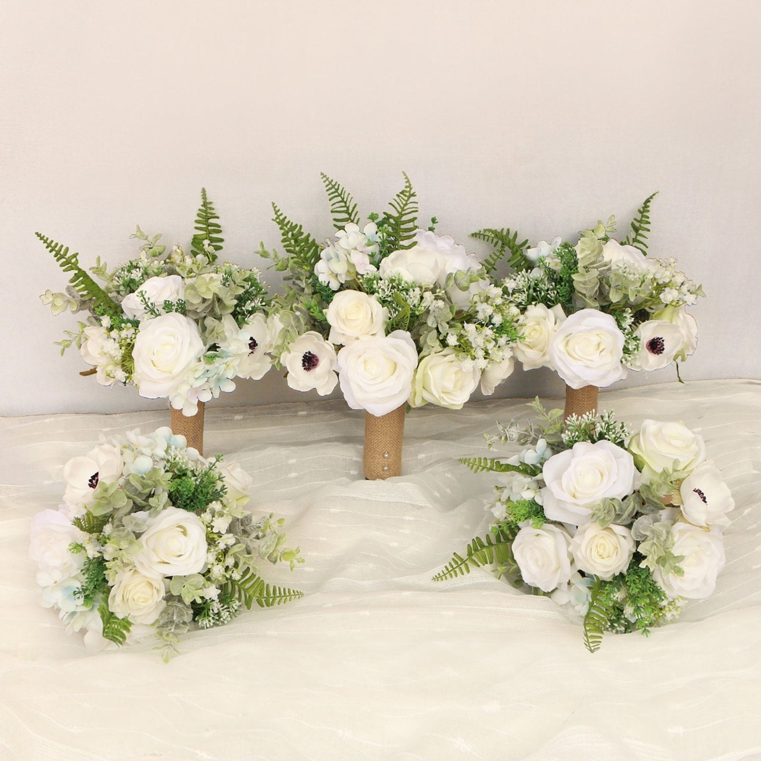 Peony Bouquet Boho Wedding Bridal Bouquet Anemones Corsage - VANRINA