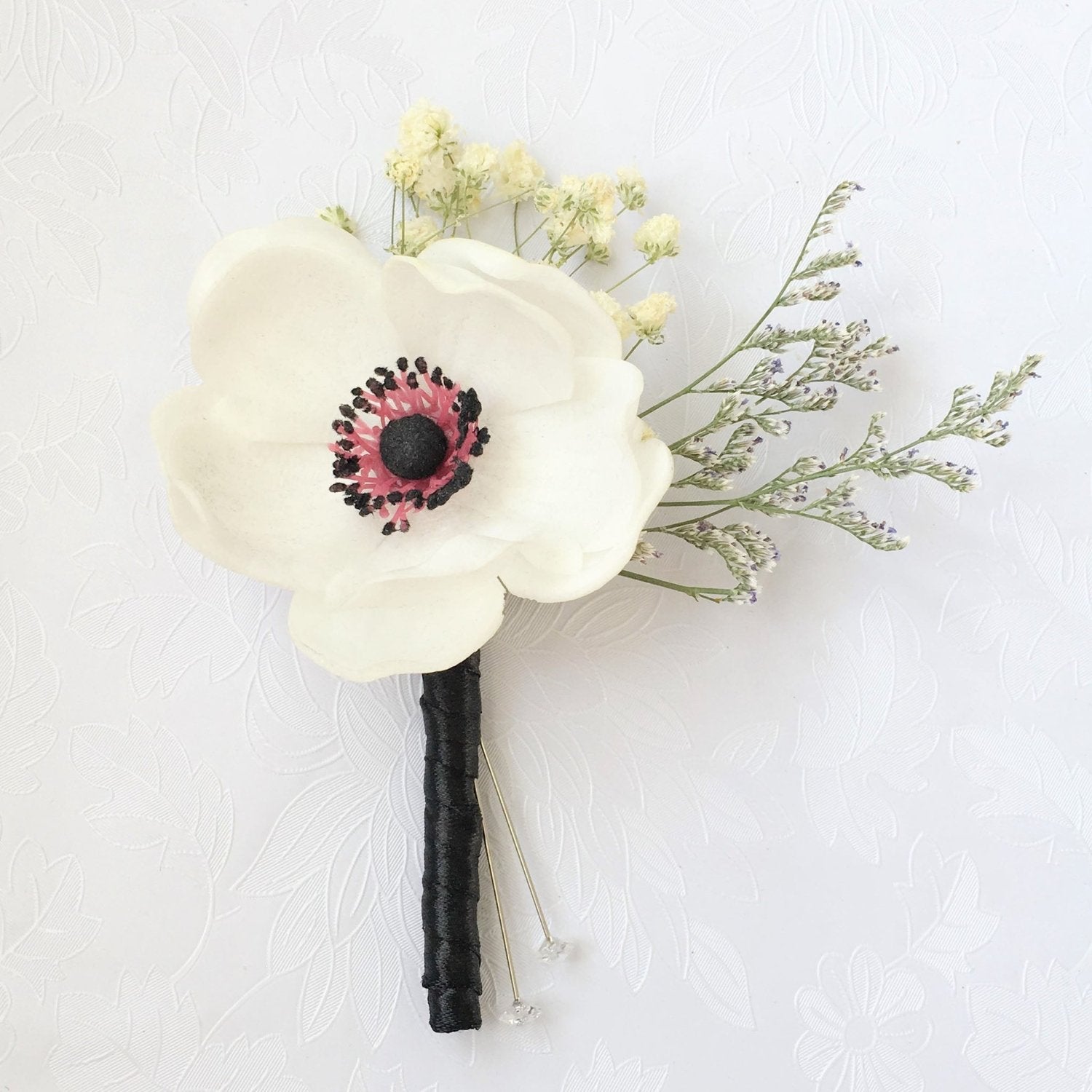 Peony Bouquet Boho Wedding Bridal Bouquet Anemones Corsage - VANRINA