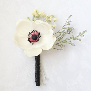 Peony Bouquet Boho Wedding Bridal Bouquet Anemones Corsage - VANRINA