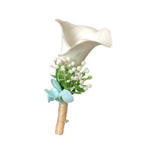 Prom Boutonnieres White Calla Lily Corsages and Boutonnieres - VANRINA