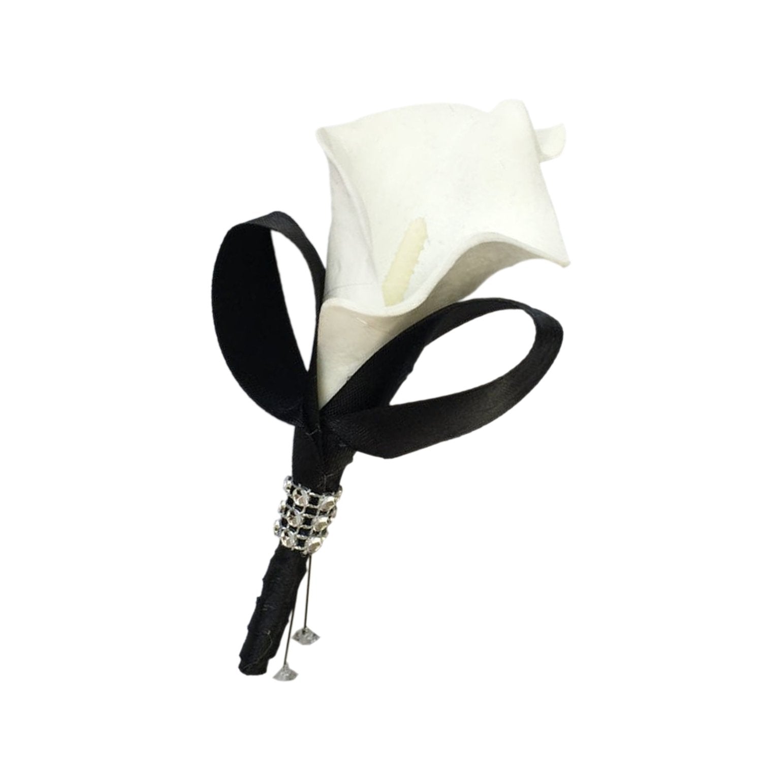 Prom Corsage White Calla Lily Boutineer Wedding - VANRINA