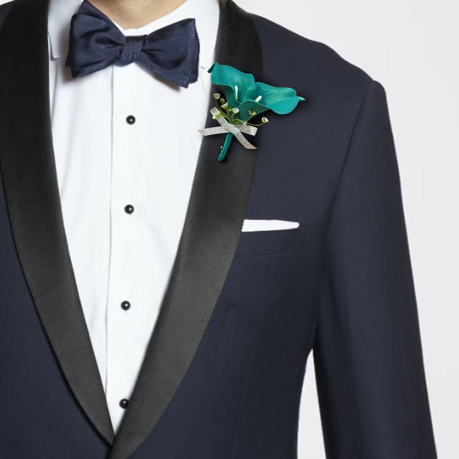 Prom Party Boutineer Groom Groomsmen Corsage in Teal - VANRINA