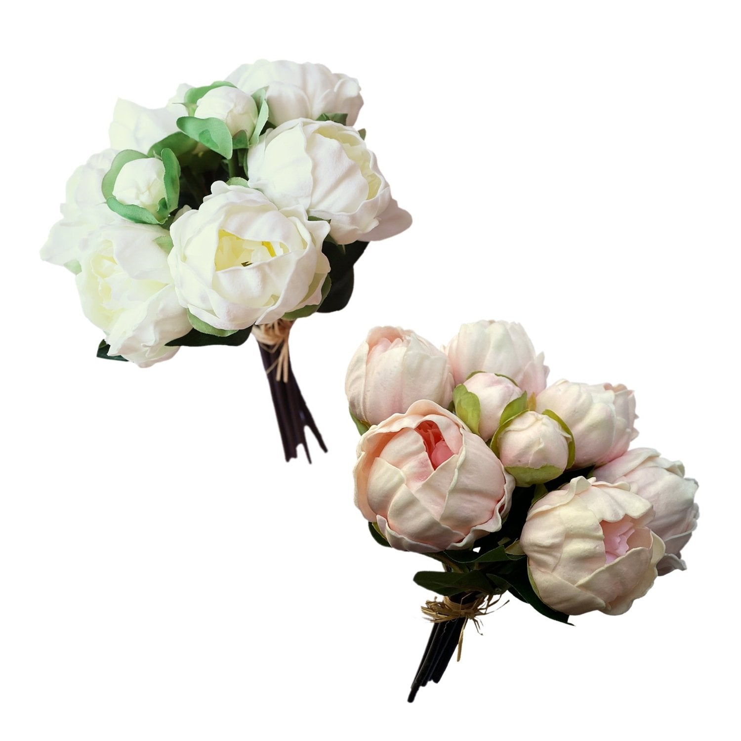 Real Touch Flower White Peony Bouquet for Bridal Flower Table Centerpieces - VANRINA
