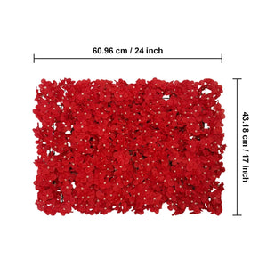 Red Flower Panel Wedding Backdrop Flower Wall Silk Hydrangea Floral Decor - VANRINA