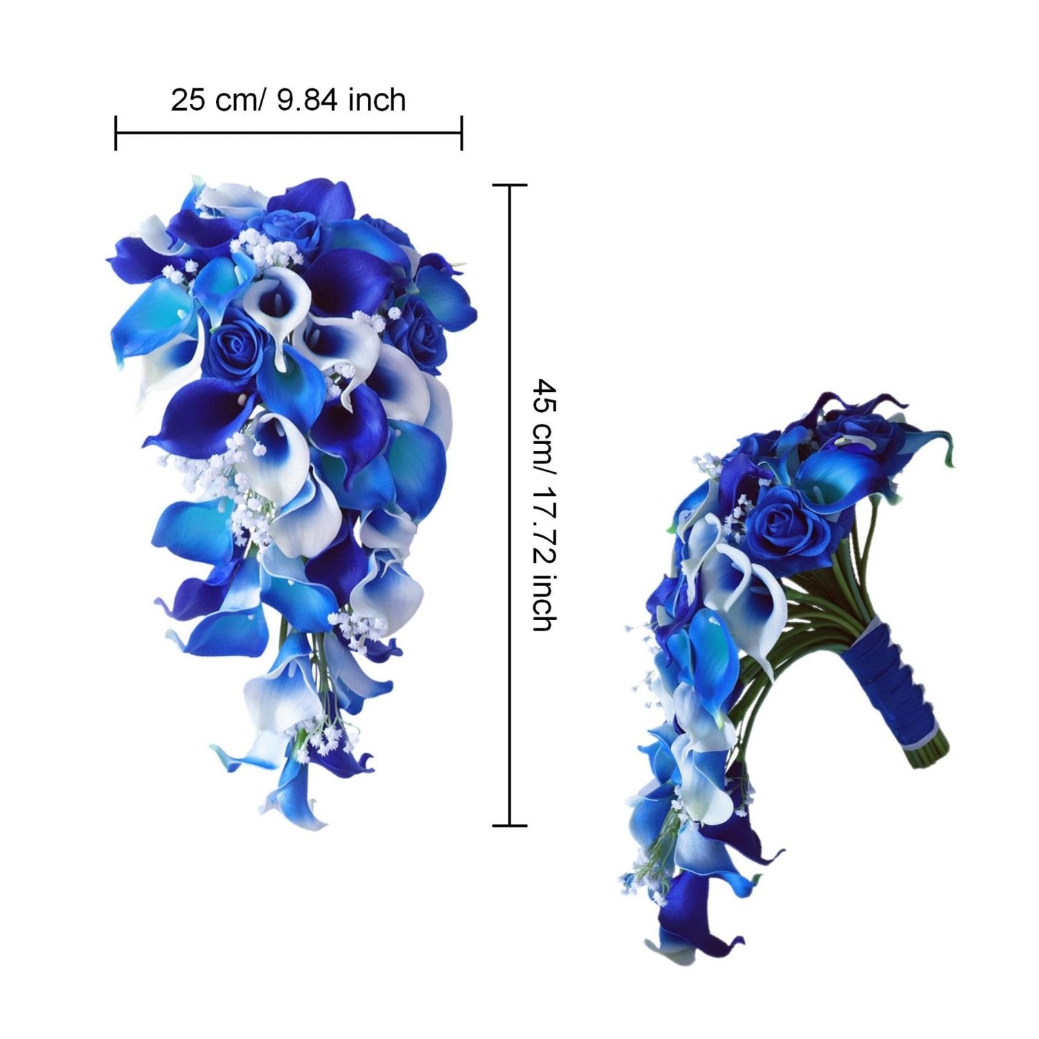 Royal Blue Calla Lily Wedding Bouquets Boutonnieres Corsages - VANRINA