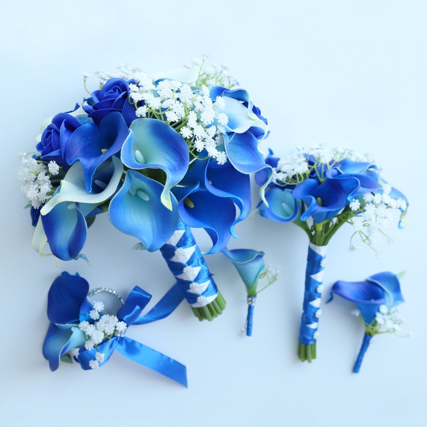 Royal Blue Wedding Bouquets Set - VANRINA