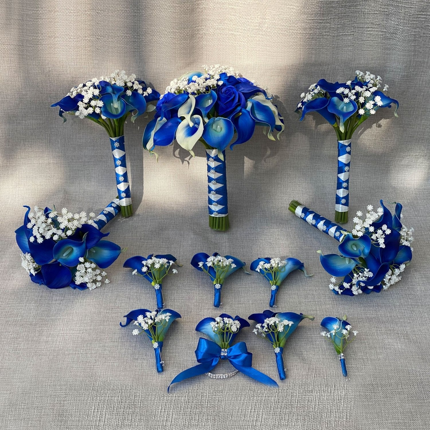 Royal Blue Wedding Bouquets Set - VANRINA