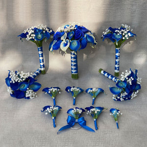 Royal Blue Wedding Bouquets Set - VANRINA