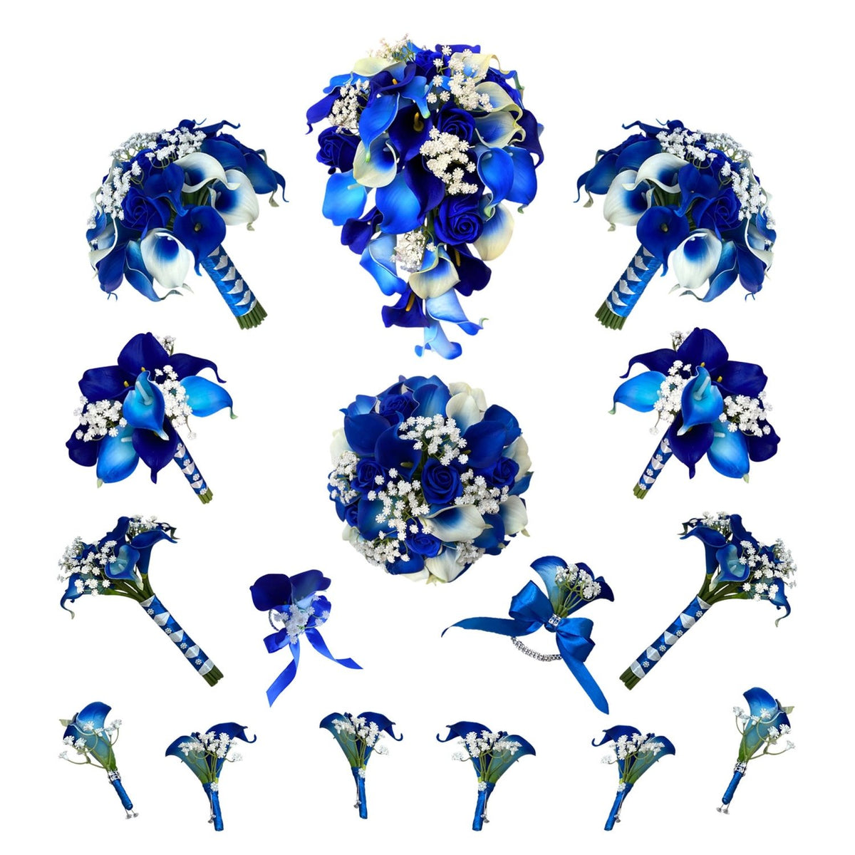 Royal Blue Wedding Bouquets Set - VANRINA