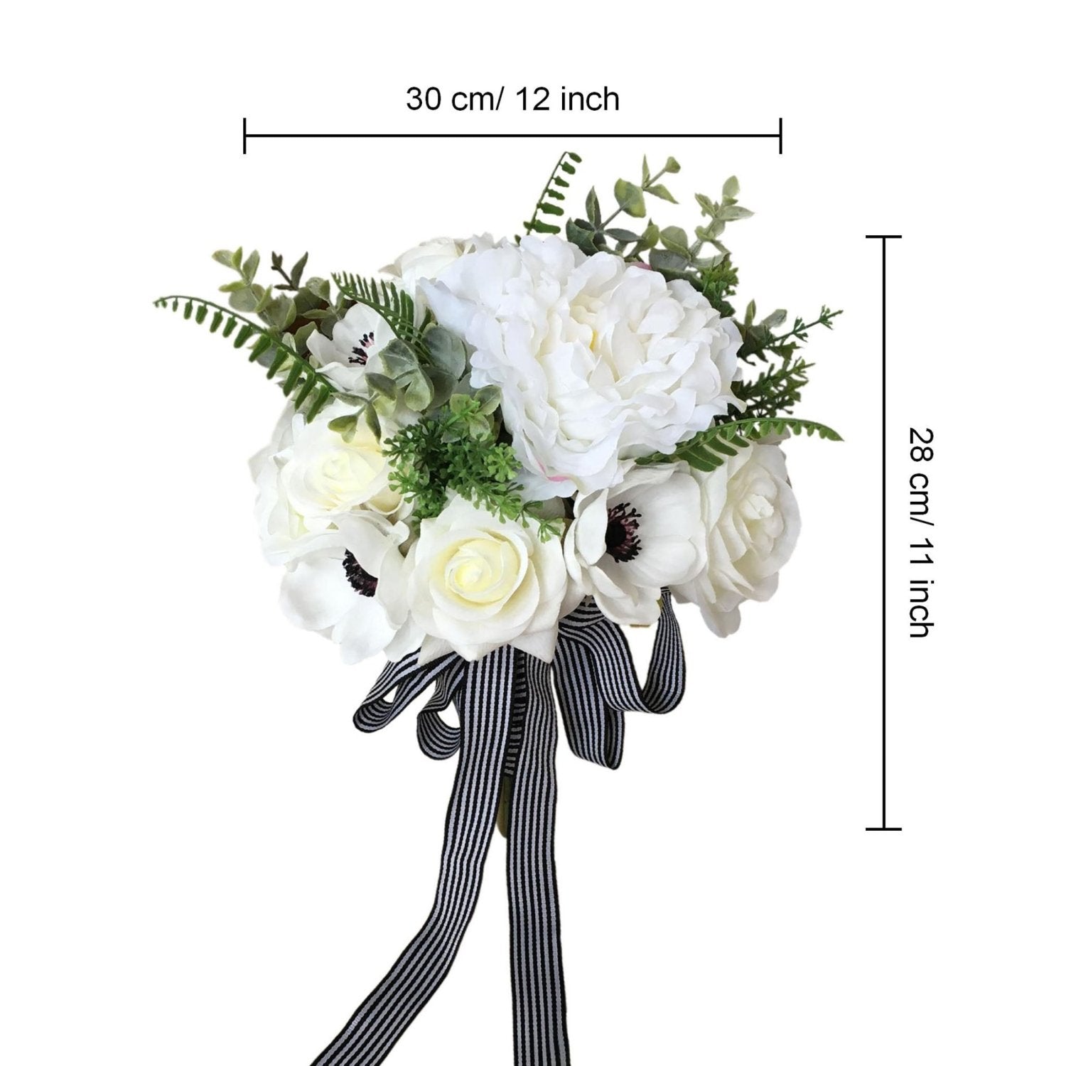 Rustic Peony Bouquet White Anemones Boutonniere Silk Flower Bouquet - VANRINA