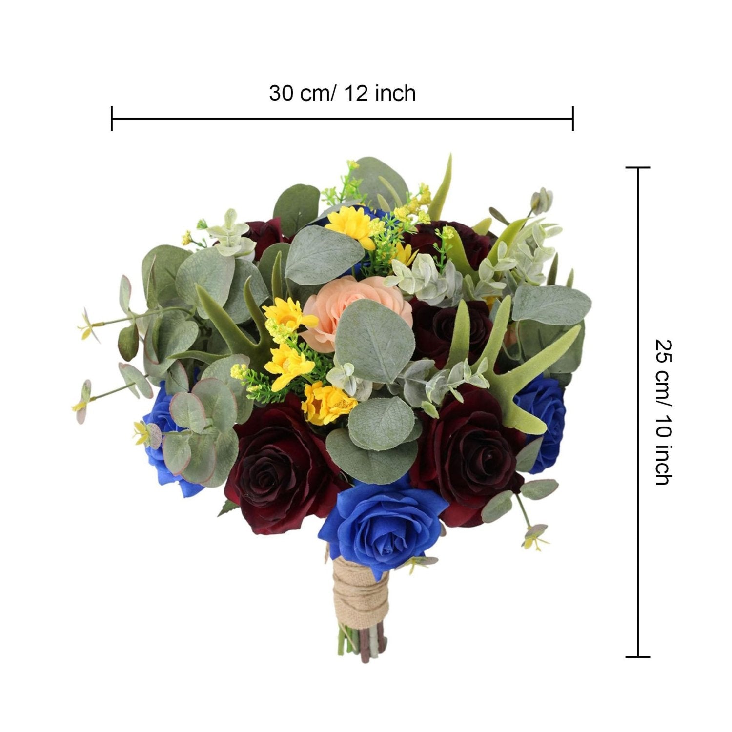 Rustic Wedding Bouquet Royal Blue and Burgundy Bridal Bouquet - VANRINA
