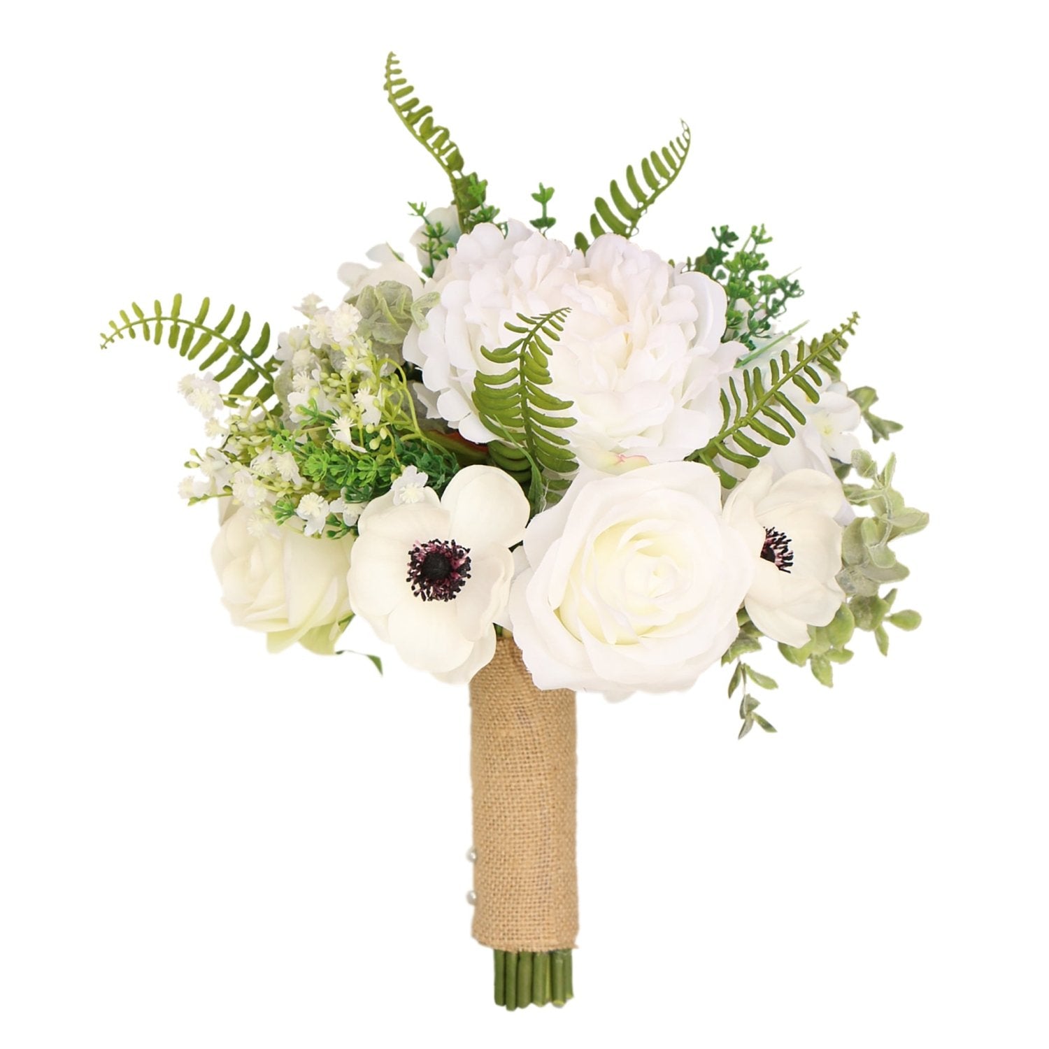 Rustic Wedding Bouquet Silk Peonies - VANRINA