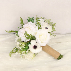 Rustic Wedding Bouquet Silk Peonies - VANRINA