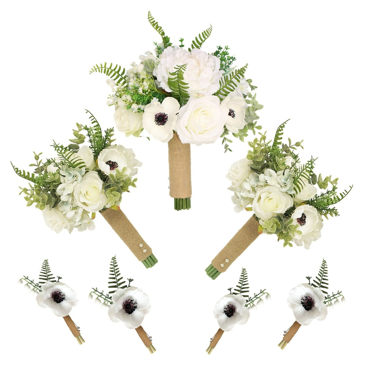 Rustic Wedding Bouquet Silk Peonies - VANRINA